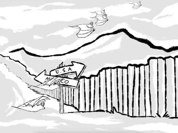 illustration of bats migrating from US to Mexico